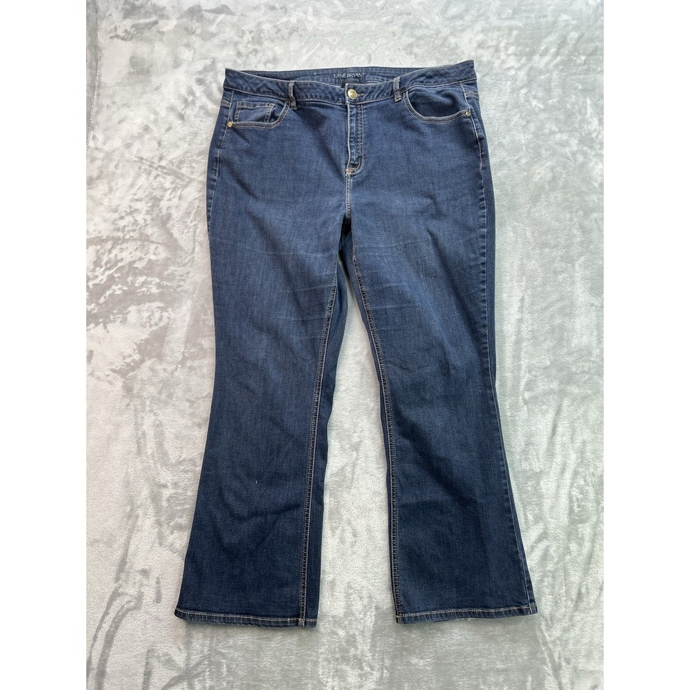 Lane Bryant Women Plus Sz 22R Blue Jeans BootCut Genius Fit Western Cowgirl Boho